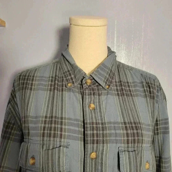Eddie Bauer Men's Extra Large Blue Gray Long Sleeve Casual Button Down - Picture 2 of 11